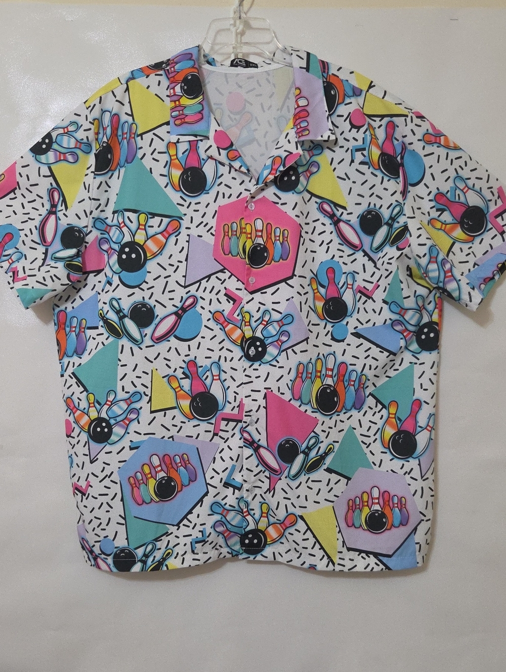 ACE Men's Short-Sleeve Retro Bowling Print Button-Up Shirt - Size 2XL